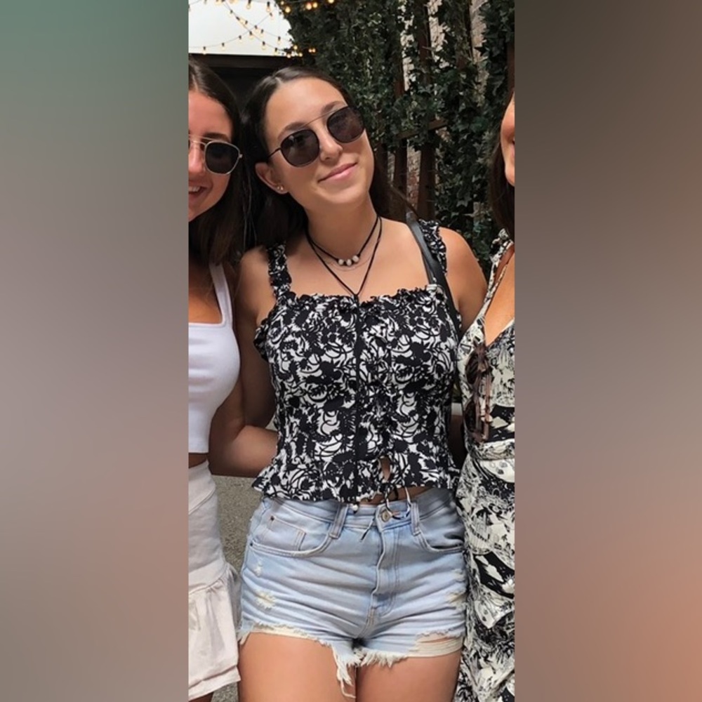 Zara black and white top